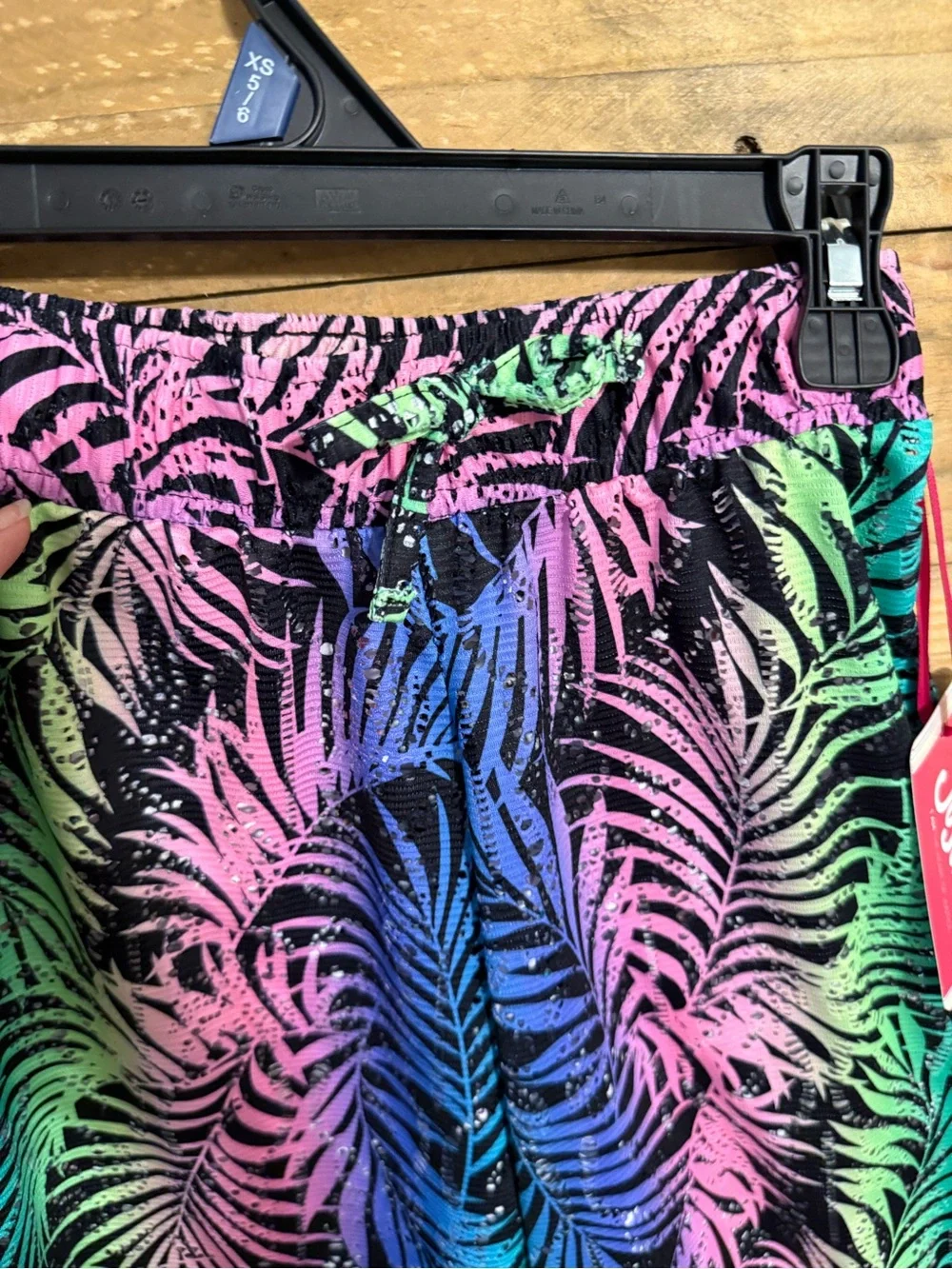 Justice Girls Neon Palm-Print Swim Coverup Pants - Pink, Green, Blue, Purple